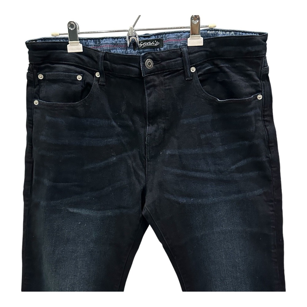 Stitch's Barfly Slim Leg Men's‎ 38x33 Black Jeans Selvedge Denim Pants Normcore